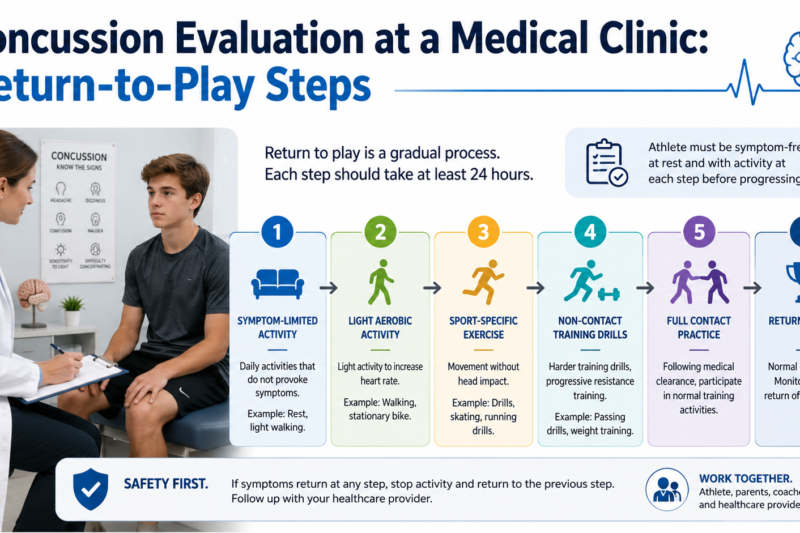 Concussion Evaluation at a Medical Clinic: Return-to-Play Steps